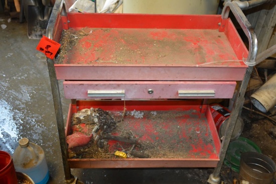 Red Tool Cart, 1 Draw, on Rollers