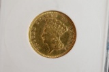 1854 Princess Head $3.00 Gold Piece: EF-45: ANACS Graded