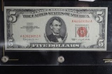 1963 Red $5 Note, UNC 60 in Hard Plastic Display