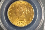 1901-S Liberty Head $10.00 Gold Piece: MS-62 (Motto Above Eagle): PCGS Grad