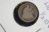 1848-O Seated Liberty Half .10 Cent, Stars on Obverse