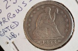 1853 Seated Liberty w/ Arrows and Rays .25 Cent