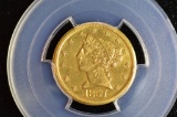 1857-D $5.00 Gold Piece