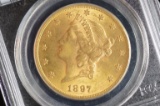 1897 Liberty Head $20.00 Gold Piece: MS-62 (Motto Above Eagle): PCGS Graded