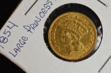 1854 Large Head Princess $3.00 Gold Piece