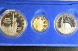 1986 - 3 Coin Satue of Liberty Coin Set 1 - $1.00 Silver Coin, 1 - .50 Cent