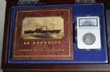 1858 Shipwreck .50 U.S.S Republic in Presentatio Wooden Box CD Book