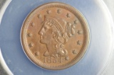 1854 Matron Head - Modified Large 1 Cent AU-50: ANACS Graded