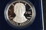 2009 Louis Braille Bi Centenial Silver $1.00 w/ Box