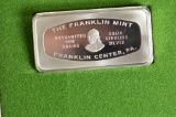 Franklin Mint 1000 grains Solid Sterling Silver Bar, 1972 Christmas, In Box