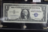 1957 Star Note, UNC 60, $ 1 Bill in Hard Plastic Display