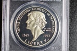 1993-S Thomas Jefferson Silver $1 P  - Mint: PCGS Graded