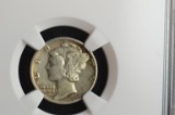 1942/41-D Merc 10 Cent VF-35: NGC Graded