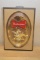 Vintage Budweiser Framed Sign with Gold Anheuser Busch Emblem and Eagle Und