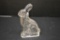 Glass Candy Container of Sitting Rabbit w/ 1 Red Eye