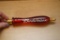 Lucite Budweiser Beer Tap Handle, Red Clear Lucite with White Script on Sid