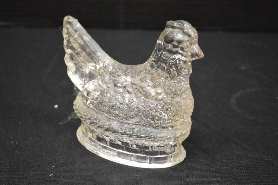 Glass Candy Container of Hen on Nest