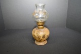 Goofus Glass w/ Gold Accents Pedistal Base and Chimney Shade 9