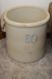 20 Gallon Red Wing Stoneware Crock with Wire and Wooden Handles, Patented D
