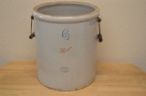 6 Gallon Red Wing Stoneware Crock with Wire and Wooden Handles, Patented De