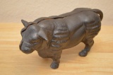 Cast Iron Bull Bank, Gray/Black