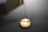 Hand Painted Porcelain Match Pot Holder w/ Chain 3