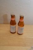 Vintage Budweiser Lager Beer Salt and Pepper Shakers, Amber Colored Glass