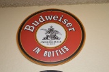 Budweiser in Bottles Round Metal Sign