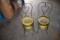 2 Rought Iron Ice Cream Chairs w/ Heart Backs and Flower Pot Seats