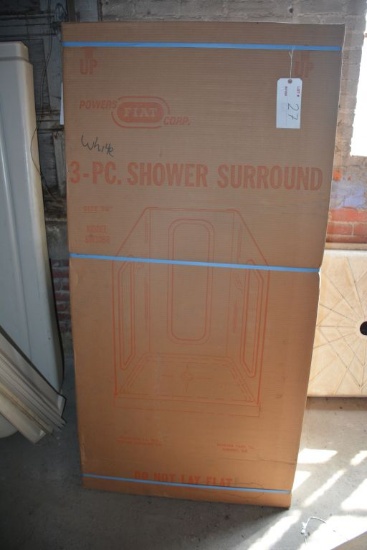 1 - 3 pc Shower Surround, Mdl SW3036, 36" White, by Power's-Fiat-Corp