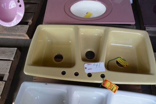 Kohler 3 Compartment, 3 Bay Gold Color Sink 43"x22"