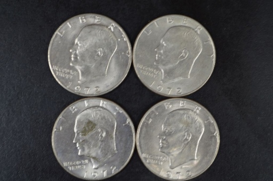 4 - 1972 Eisenhower Silver Dollars