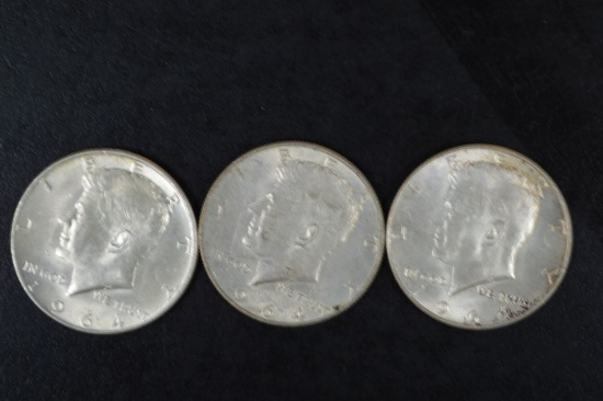 3 - 1964 Kennedy 1/2 Dollars