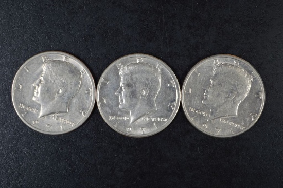 3 - 1971 Kennedy 1/2 Dollars