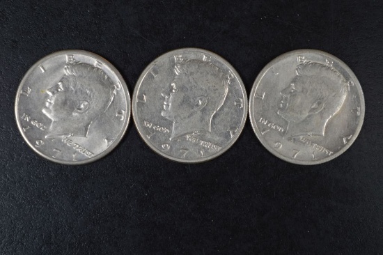 3 - 1971 Kennedy 1/2 Dollars