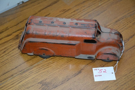 Tin Toy Bus w/ Drop Down Back End, Rubber Wheel Tires - Unmarked