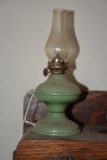 Green Metal Based Oil Lamp w/ Chimney