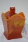 Orange Slag Cat on Basket Dish