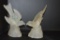 2 Large Frosted Birds: 1 Hand painted - Fenton?