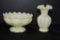 1 Satin Melon Vase, 1 Cream Milk Glass Hobnail and Scalloped Edges Candle H