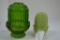 2 Green Fairy Lamps - Thumbprint and Hobnail