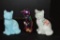 3 Cat Figurines by Fenton: 1 Hand painted and Signed