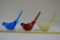 3 Fenton Birds: 2 Hand painted and Signed, 1 Clear Blue - Small Chip in Tai