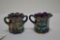 Miniature Set of Childs Sugar and Creamer Carnival Glass - Cherry Pattern