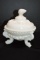 Milk Glass Sea Shell w/ Dragon Head Feet Lidded Dish - Westmoreland?