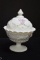 Westmoreland Fruit Pattern Covered Dish Hand painted Milk Glass