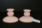 Pair Pink Milk Glass Candle Stick Holders