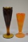 Orange Milk Glass and Amber Vases Bead and Diamond, 1 Star Pattern