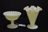 Pair Fenton Hobnail and Custard Dish