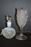 Hobnail Opalescent w/ Crystal Stopper and Stemmed Vase Button and Daisy Pat